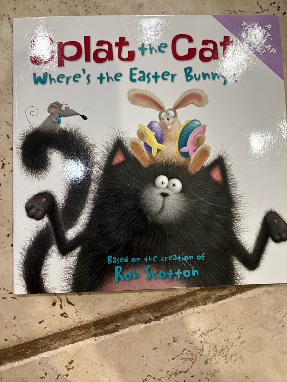 Scholastic Black Fluffy Cat Easter Bunny Illustration
